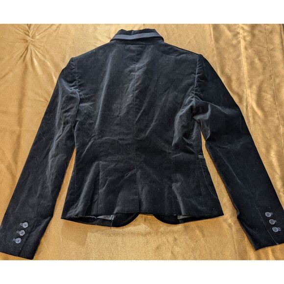 The Limited Velvet Piped Blazer Women’s 6 Black One-Button Cropped Riding - Picture 2 of 5